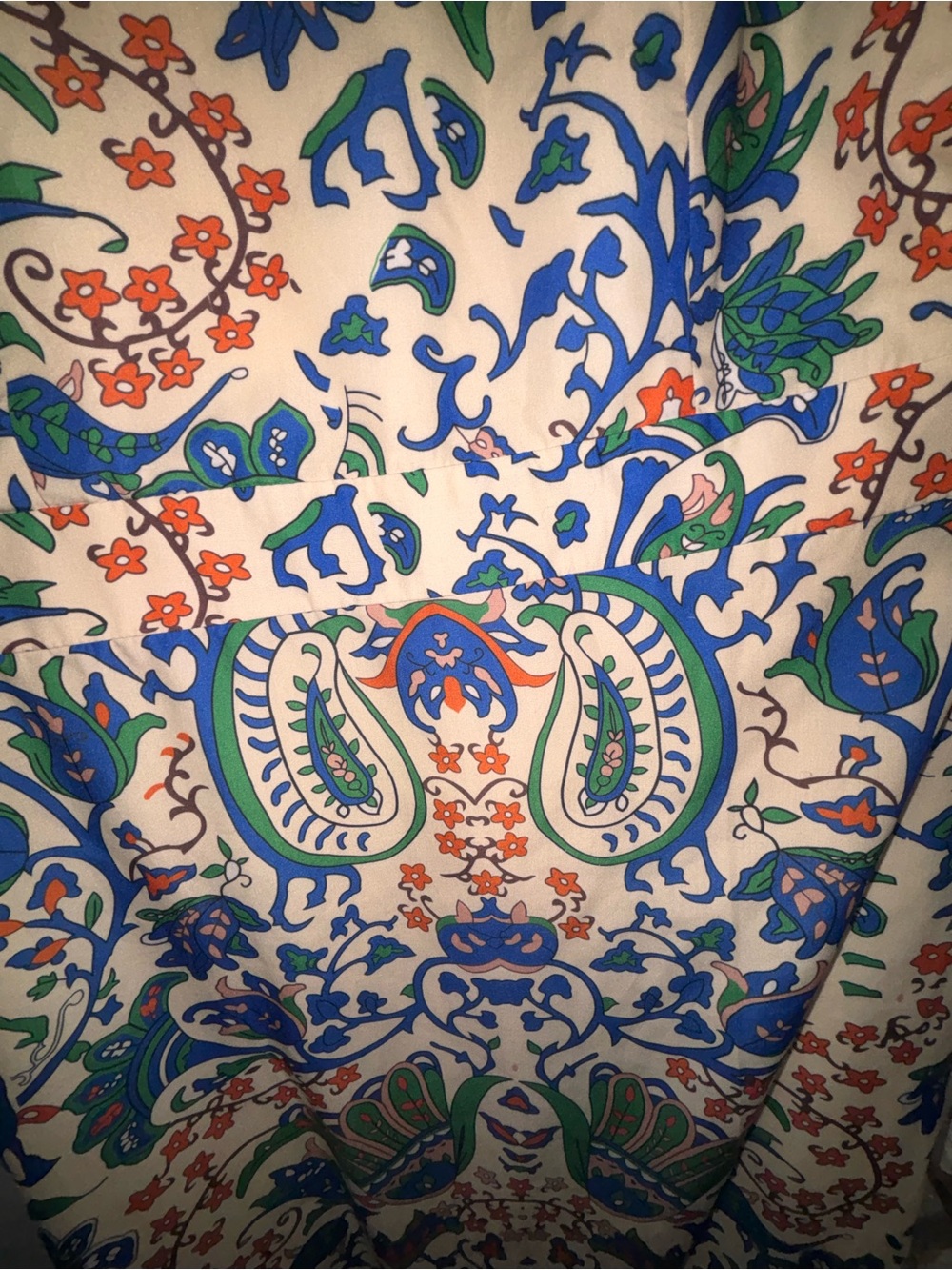 Vici One-Shoulder Paisley Midi Dress in Cream, Blue, Green and Orange - Picture 4 of 7